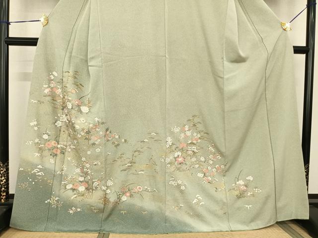 平和屋着物●訪問着 風景地紙花文 暈し染め 金彩 正絹 逸品 AABF0423fy