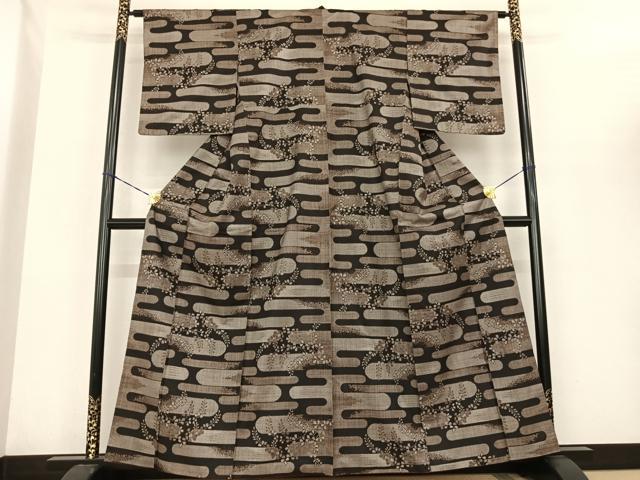 平和屋着物●本場大島紬 一元7マルキ 霞取り草葉文 正絹 逸品 AABF0426fy