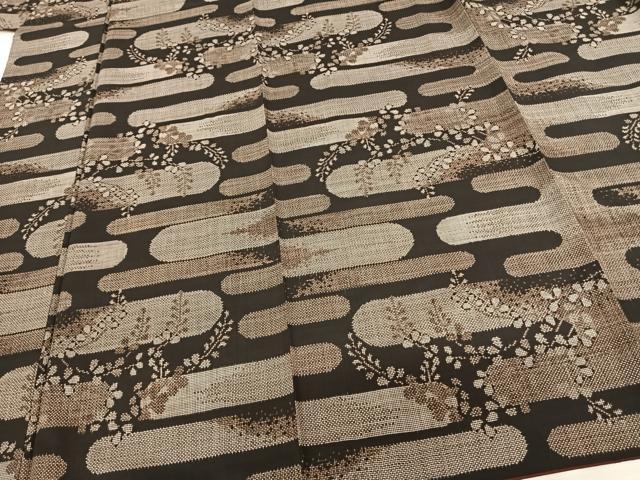 平和屋着物●本場大島紬 一元7マルキ 霞取り草葉文 正絹 逸品 AABF0426fy