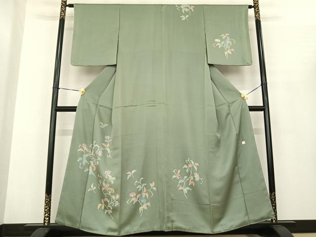 平和屋着物●友禅作家の巨匠 浅井青仁 訪問着 花唐草文 正絹 逸品 AABF0431fy