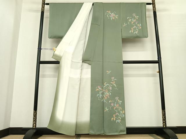 平和屋着物●友禅作家の巨匠 浅井青仁 訪問着 花唐草文 正絹 逸品 AABF0431fy