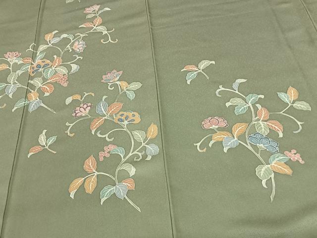 平和屋着物●友禅作家の巨匠 浅井青仁 訪問着 花唐草文 正絹 逸品 AABF0431fy