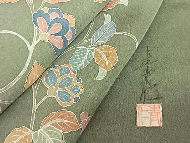 平和屋着物●友禅作家の巨匠 浅井青仁 訪問着 花唐草文 正絹 逸品 AABF0431fy