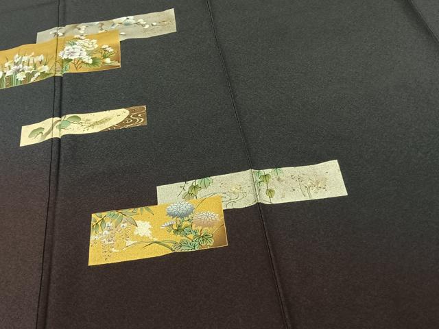 平和屋着物●訪問着 色紙草花文 暈し染め 金銀彩 正絹 逸品 AABF0445fy