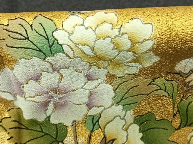 平和屋着物●訪問着 色紙草花文 暈し染め 金銀彩 正絹 逸品 AABF0445fy