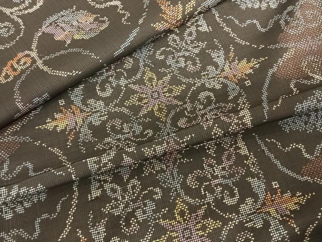 平和屋着物●本場大島紬 一元7マルキ 吉祥花文 正絹 逸品 AABF0447fy