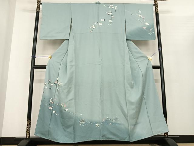 平和屋着物●訪問着 友禅 作家物 枝花文 暈し染め 正絹 逸品 AABF0448fy