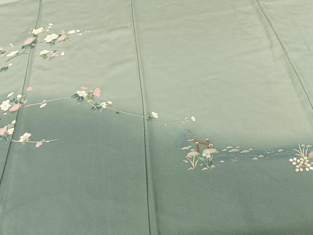 平和屋着物●訪問着 友禅 作家物 枝花文 暈し染め 正絹 逸品 AABF0448fy