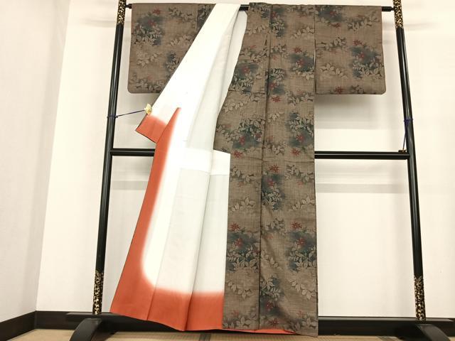平和屋着物●本場大島紬 カタス9マルキ 枝花文 正絹 逸品 AABF0449fy