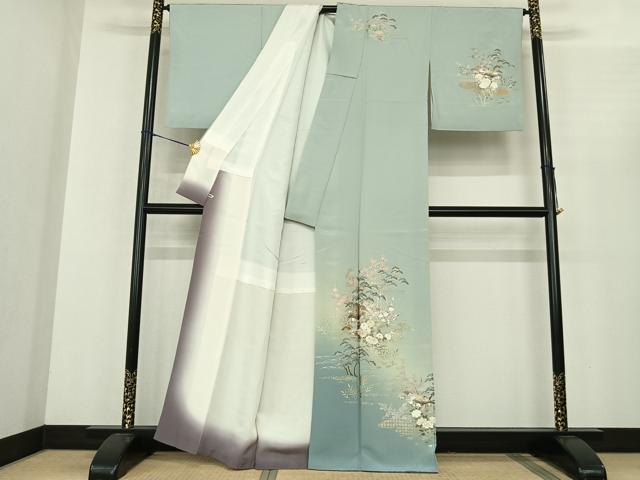 平和屋着物●訪問着 風景花文 暈し染め 金銀彩 さが美扱い 正絹 逸品 AABF0452fy