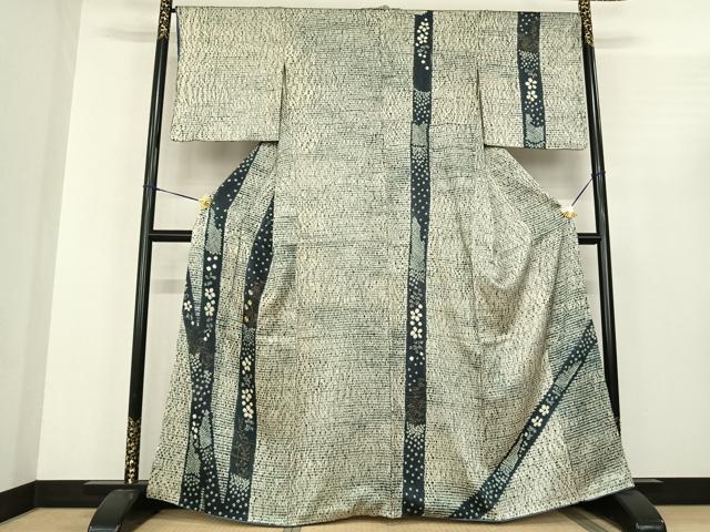 平和屋着物●訪問着 絞り 刺繍 草花間道 金銀糸 金彩 正絹 逸品 AABF0456fy