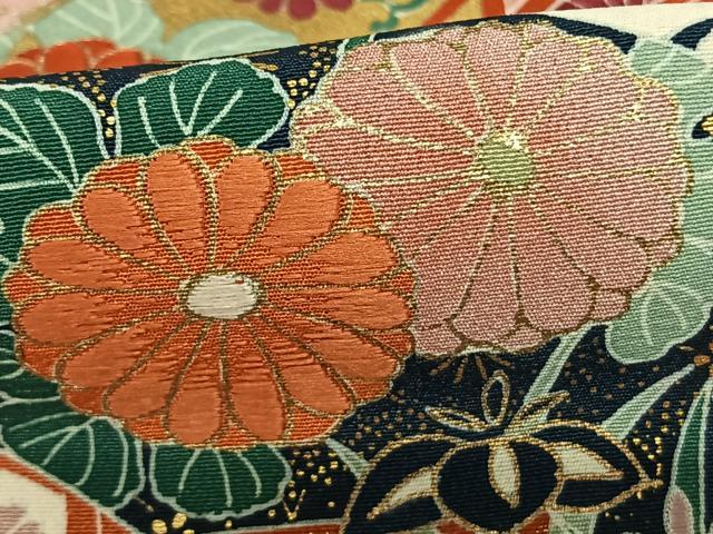平和屋着物●訪問着 刺繍 風景花鳥文 金彩 正絹 逸品 AABF0480fy