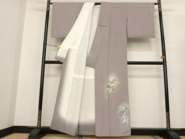 平和屋着物●訪問着 竹屋町刺繍 兎 色紙重ね文 暈し染め 金彩 金銀糸 正絹 逸品 AABF0485fy