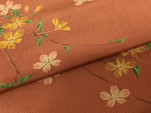 平和屋着物●訪問着 手描き 枝花文 暈し染め 正絹 逸品 AABF0491fy