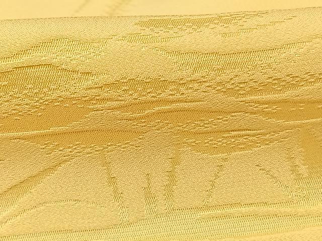 平和屋着物●上質な色無地 草葉地紋 淡黄色 正絹 逸品 AABF0495fy