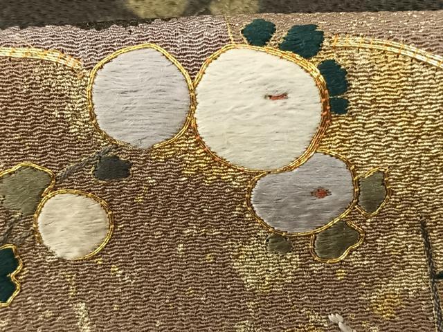 平和屋着物●訪問着 駒刺繍 絞り 枝花丸文 金彩 鬼しぼ縮緬 正絹 逸品 AABF0497fy