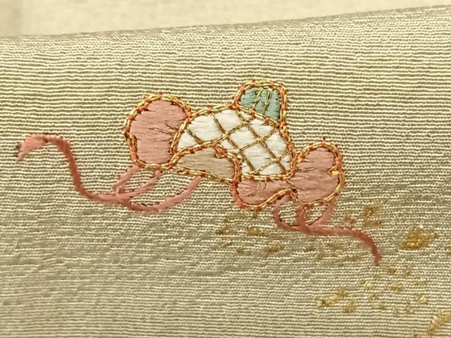 平和屋着物●訪問着 駒刺繍 花鳥文 暈し染め 金銀彩 正絹 逸品 AABF0499fy