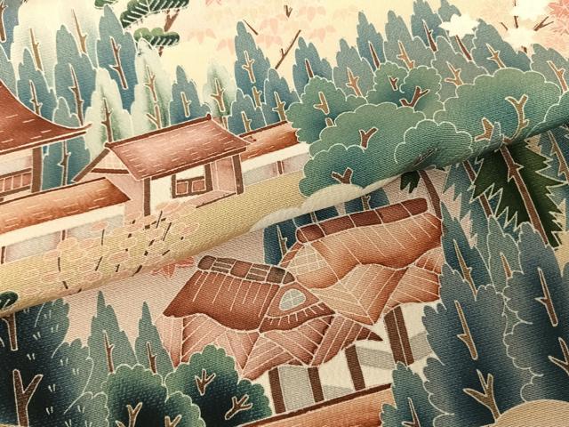 平和屋着物●訪問着 友禅 風景文 正絹 逸品 AABF0536fy