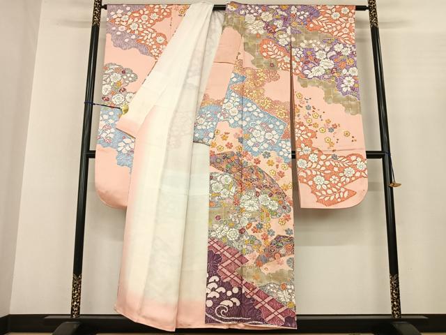 平和屋着物●紫綬褒章 巨匠『岩田専太郎』 振袖 駒刺繍 辻が花 金彩 正絹 逸品 AABF0538fy