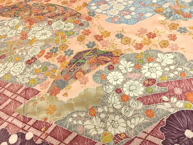 平和屋着物●紫綬褒章 巨匠『岩田専太郎』 振袖 駒刺繍 辻が花 金彩 正絹 逸品 AABF0538fy