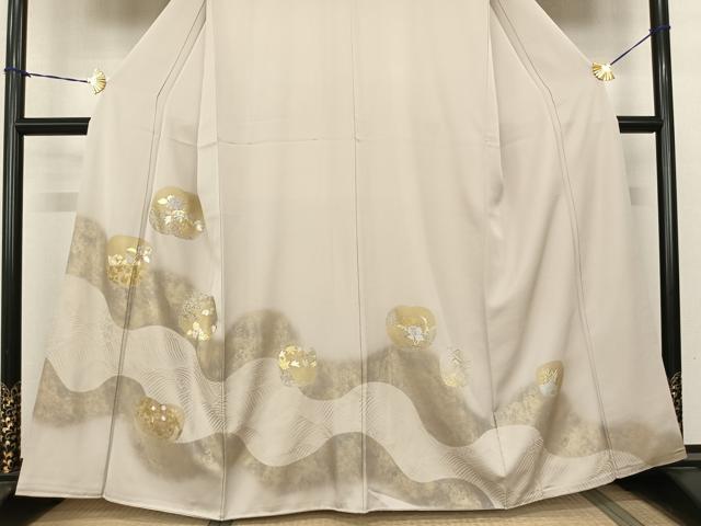 平和屋着物●訪問着 刺繍 草花文 金彩 正絹 逸品 AABF0539fy