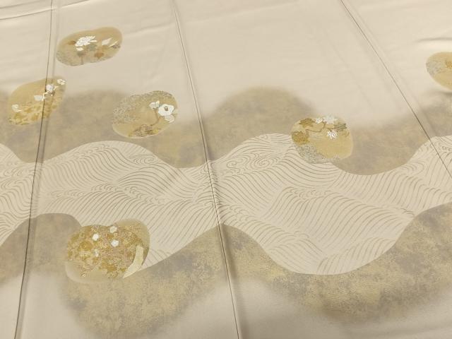 平和屋着物●訪問着 刺繍 草花文 金彩 正絹 逸品 AABF0539fy