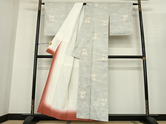 平和屋着物●本場大島紬 白大島 カタス9マルキ 舞花文 正絹 逸品 未使用 AABF0553fy