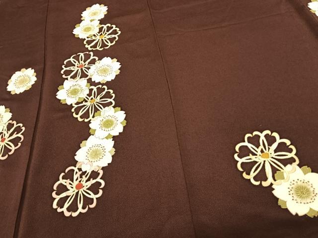 平和屋着物●訪問着 舞花文 金彩 鬼しぼ縮緬 正絹 逸品 AABF0555fy