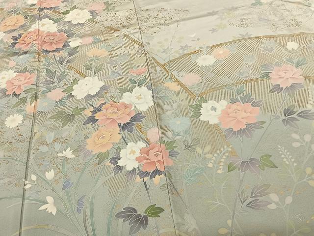 平和屋着物●十日町友禅作家 松雨 訪問着 花鳥文 金彩 正絹 逸品 AABF0561fy