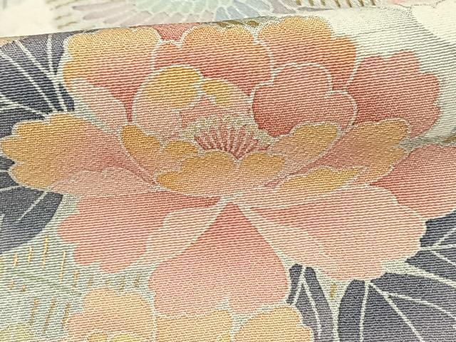 平和屋着物●十日町友禅作家 松雨 訪問着 花鳥文 金彩 正絹 逸品 AABF0561fy