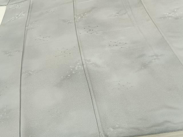 平和屋着物●上質な小紋 草葉地紋 薄雲鼠色 暈し染め 正絹 逸品 AABF0575fy