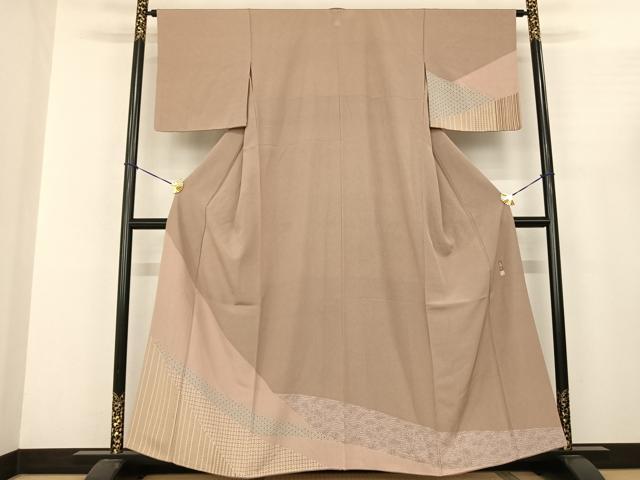 平和屋着物●江戸小紋 訪問着 作家物 切嵌花文 正絹 逸品 AABF0584fy