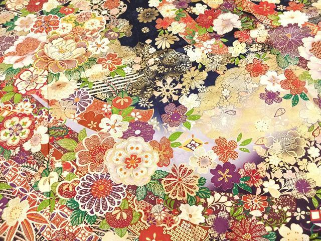 平和屋着物●豪華振袖 草花文 暈し染め 金銀糸 金銀彩 丹後ちりめん 鈴乃屋扱い 反端付き 正絹 逸品 未使用 AABF0587fy