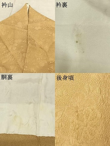 平和屋着物●上質な色無地 ふくれ織 辻が花地紋 飴色 正絹 逸品 AABF0592fy