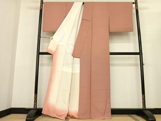 平和屋着物●江戸小紋 万筋 赤色×白色 正絹 逸品 AABF0601fy