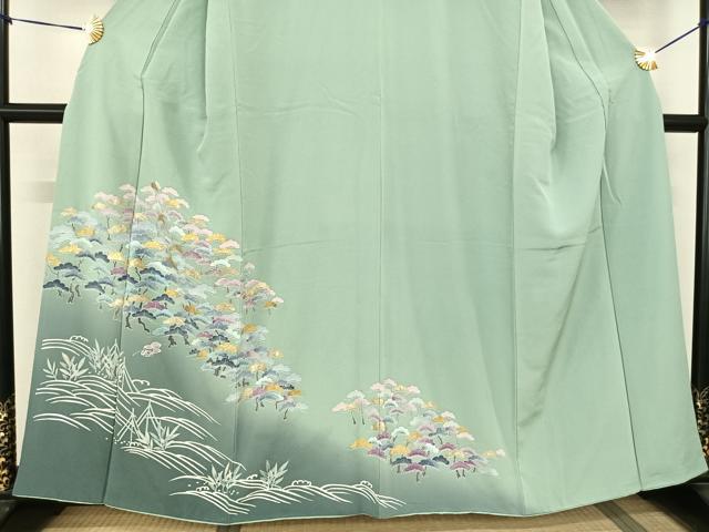 平和屋着物●訪問着 友禅 松 暈し染め 金彩 正絹 逸品 AABF0605fy