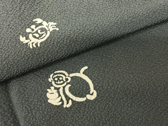 平和屋着物●上質な小紋 作家物 猿蟹合戦 正絹 逸品 AABF0612fy