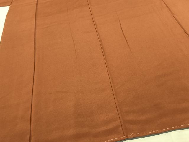 平和屋着物●上質な色無地 赤茶色 正絹 逸品 未使用 AABF0615fy