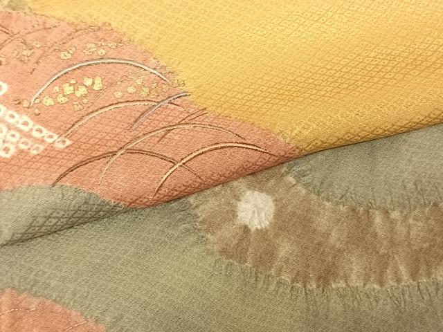 平和屋着物●十日町 名門 滝泰謹製 訪問着 絞り 刺繍 道長芝文 金銀彩 正絹 逸品 AABF0618fy