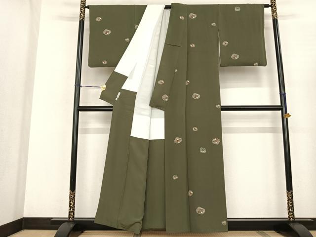 平和屋着物●上質な小紋 草花文 金彩 正絹 逸品 AABF0623fy