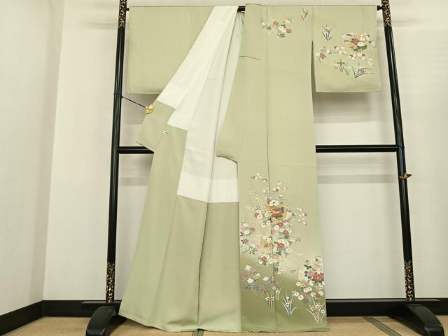 平和屋着物●訪問着 雪輪花文 暈し染め 金彩 正絹 逸品 AABF0628fy