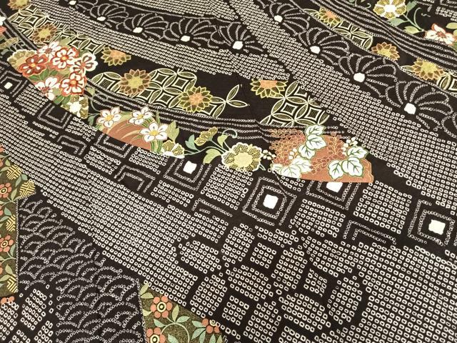 平和屋着物●豪華振袖 駒刺繍 絞り 熨斗花文 金彩 正絹 逸品 AABF0630fy