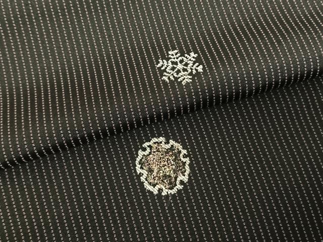 平和屋着物●上質な小紋 お召地 総刺繍 雪輪文 金銀糸 金彩 正絹 逸品 AABF0639fy