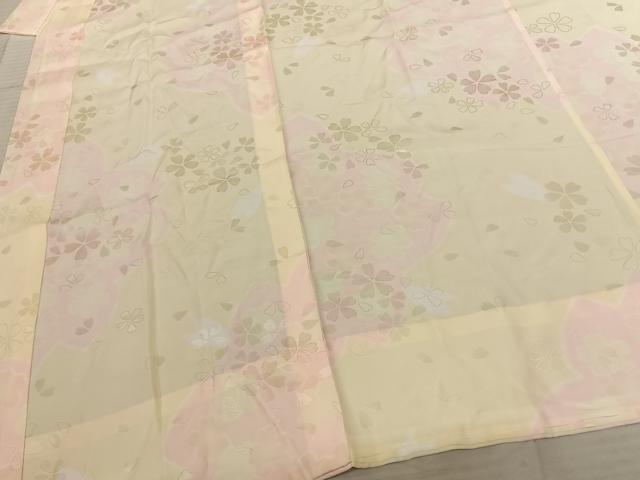 平和屋着物●振袖用長襦袢 無双仕立て 舞桜文 半衿刺繍 すずのき絹絵屋 正絹 逸品 未使用 AABF0649fy