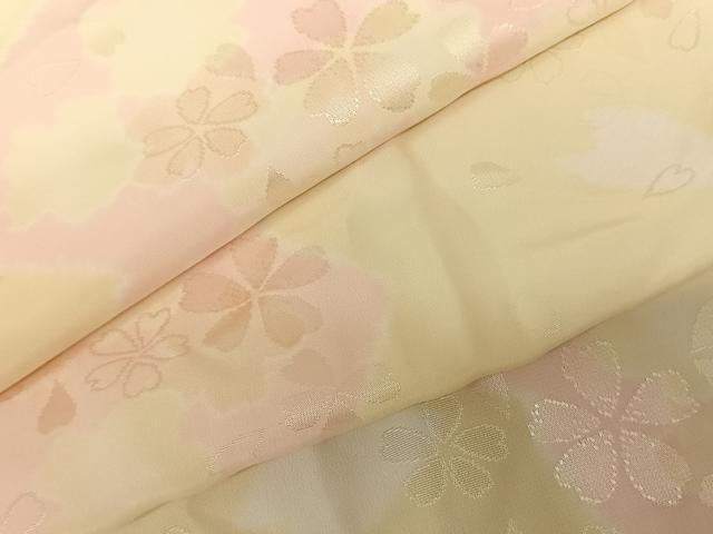 平和屋着物●振袖用長襦袢 無双仕立て 舞桜文 半衿刺繍 すずのき絹絵屋 正絹 逸品 未使用 AABF0649fy