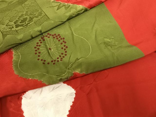 平和屋着物●振袖用長襦袢 無双仕立て 絞り 貝桶花文 金彩 正絹 逸品 AABF0667fy