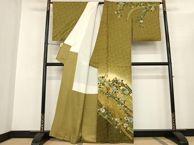 平和屋着物●訪問着 作家物 絞り 辻が花 暈し染め 金彩 正絹 逸品 AABF0684fy