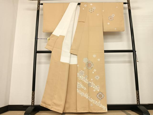 平和屋着物●訪問着 駒刺繍 吉祥花文 金彩 正絹 逸品 AABF0687fy