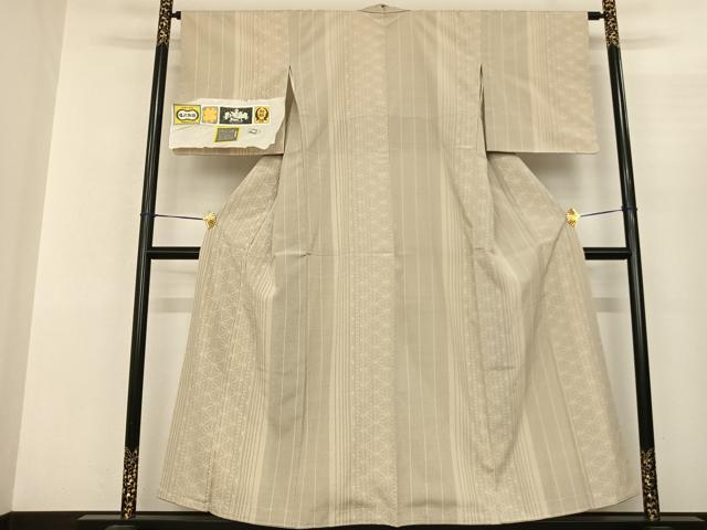 平和屋着物●本塩沢 110亀甲 間道 証紙付き 正絹 逸品 未使用 AABF0696fy