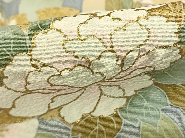 平和屋着物●訪問着 友禅 雪輪枝花文 丹後縮緬 金彩 反端付き ロング丈 正絹 逸品 AABL5484ck